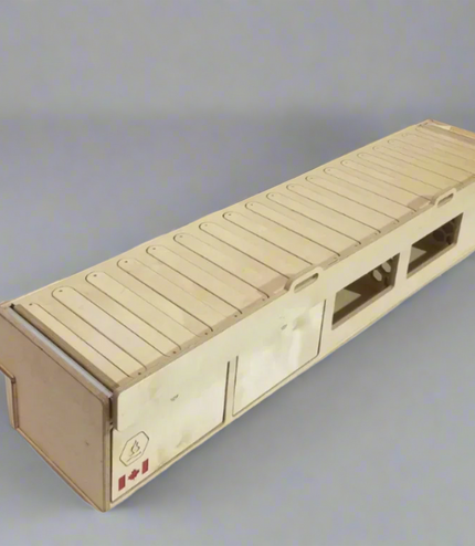 top view of single bed platform, showing storage compartments and drawers, made for van life