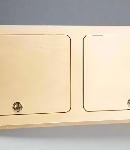 modular upper cabinet with two side by side compartments with doors designed for low and high roof camper vans