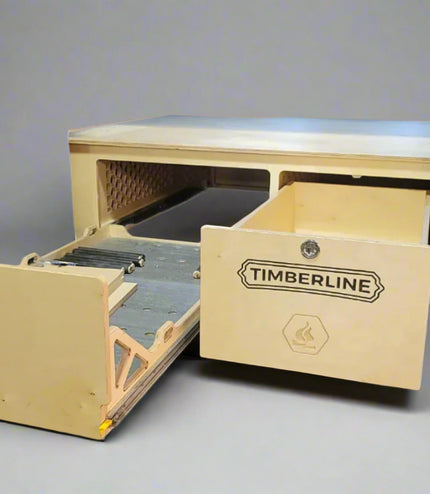 front view of platform bed showing  storage capacity of two drawers. Great for your low or high roof camper van.