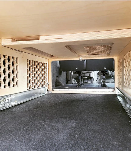 interior view showing drawer capacity and lightweight honeycomb for ventilation