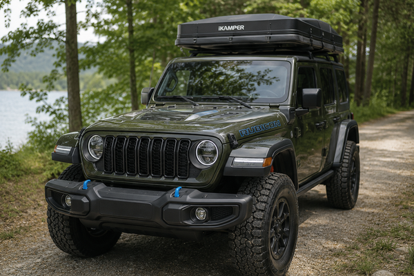 2024 Jeep Wrangler 4xe showcasing a custom overland adventure vehicle built for exploring by Overland Interiors.