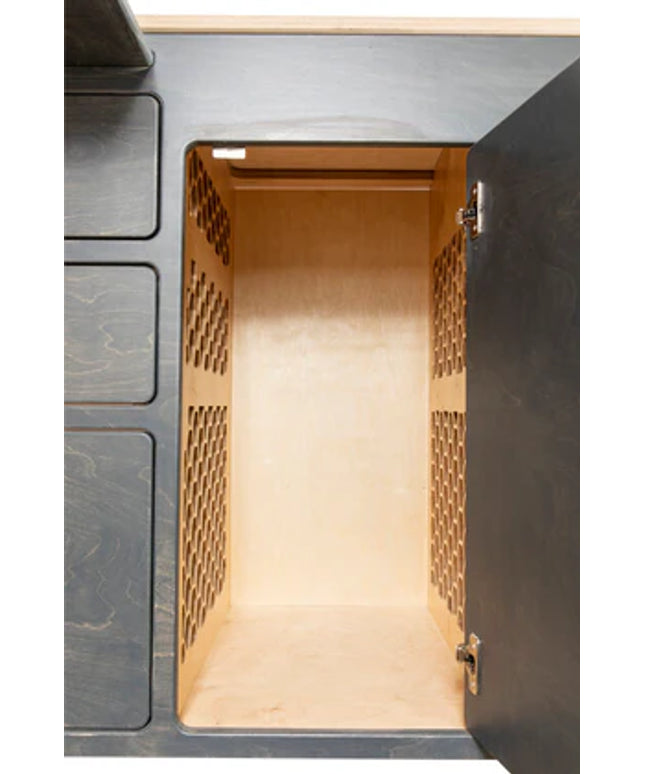 interior view of 54 inch kitchenette showing lightweight honeycomb interior great for camper vans