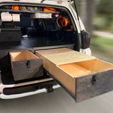 4Runner sleeping platform and pull-out drawer system installed for overland travel and SUV camping by Overland Interior