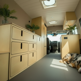 Overland Interiors 5-Drawer Storage Cabinet for camper vans and RVs with space-saving modular storage design