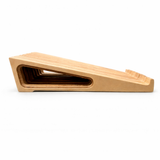 Profile view of a Baltic birch ergonomic wooden laptop stand by Overland Interiors