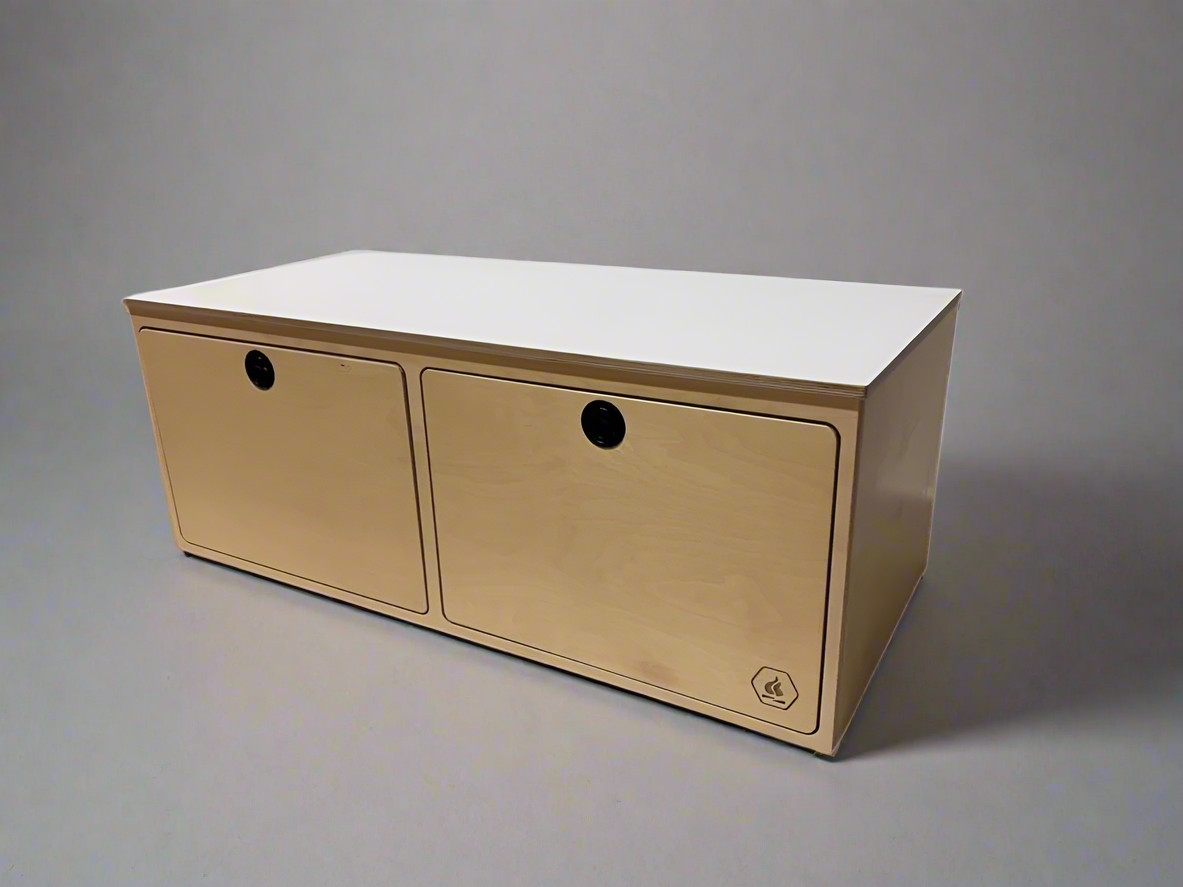 Bench seating and storage system for camper vans, RVs, and overland builds by Overland Interiors