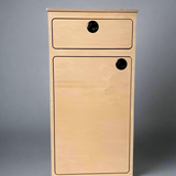 Camper van storage cabinet with integrated drawer and utility storage by Overland Interiors