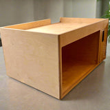 verland Interiors camper van fridge and microwave cabinet designed for ICECO 35L coolers and modular van kitchen setups