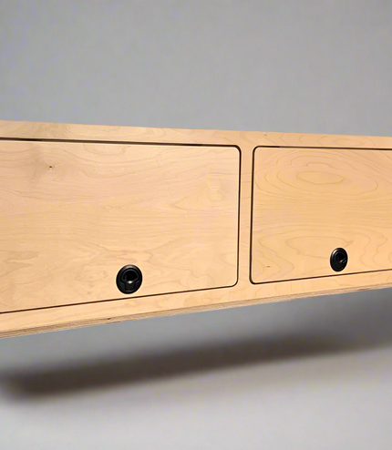 Two-door upper cabinet for camper van storage and overhead organization by Overland Interiors