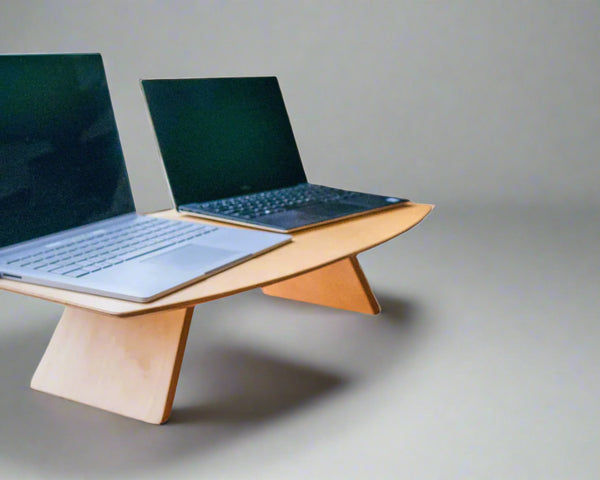 Ergonomic standing desk workstation for camper vans and mobile workspaces by Overland Interiors