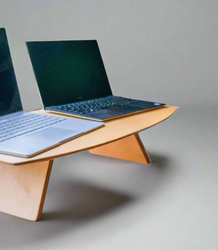 Ergonomic standing desk workstation for camper vans and mobile workspaces by Overland Interiors