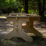 Assembled flat pack camper van step stool with tool-free interlocking design by Overland Interiors