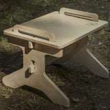 Flat pack camper van step stool for overland travel, camping, and outdoor use by Overland Interiors