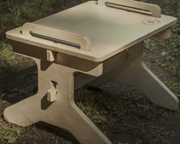 Flat pack camper van step stool for overland travel, camping, and outdoor use by Overland Interiors