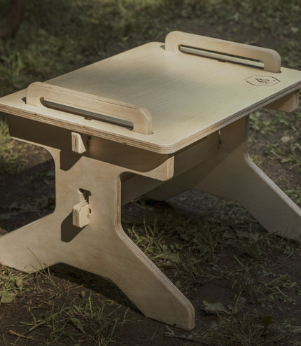 Flat pack camper van step stool for overland travel, camping, and outdoor use by Overland Interiors