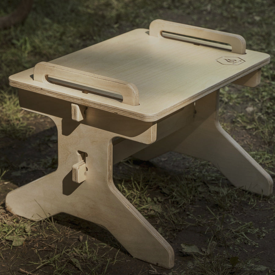 Flat pack camper van step stool for overland travel, camping, and outdoor use by Overland Interiors