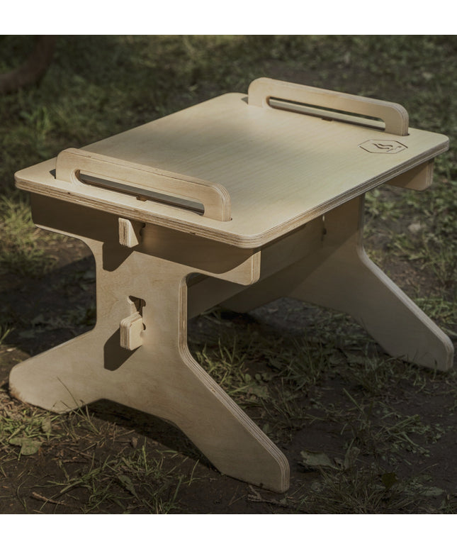 Flat pack camper van step stool for overland travel, camping, and outdoor use by Overland Interiors