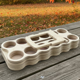 Flat pack wooden 12-pack beverage carrier made from birch plywood by Overland Interiors.