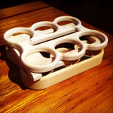 Flat pack wooden 6-pack beverage holder components made from birch plywood by Overland Interiors.