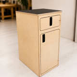 Overland Interiors One+One Base Cabinet with upper drawer, lower storage cabinet and black compression latches