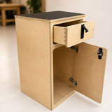 Open Overland Interiors One+One Base Cabinet showing the upper dovetail drawer and spacious lower storage compartment.