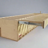 
Overland Interiors slide-out single sleeper van bed platform for low roof camper van conversions