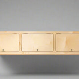 Universal upper storage cabinet with flat panel doors for camper van and overland vehicle conversions by Overland Interiors