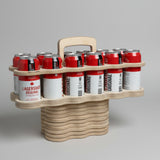 Wooden 12-pack beverage carrier made from birch plywood by Overland Interiors.