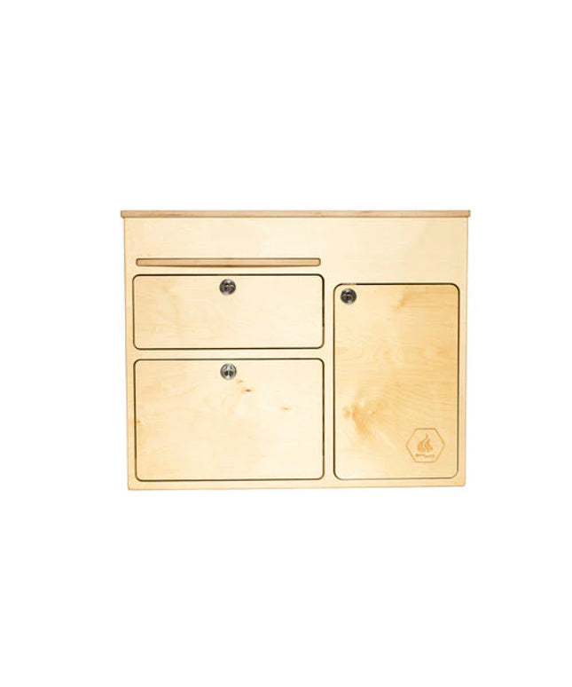 Compact 36-inch 3 compartment kitchenette designed for van life, offering efficient storage and functionality