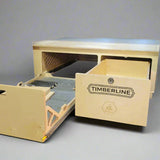 Overland interiors' platform bed with two open drawers. Great for your low or high roof camper van.