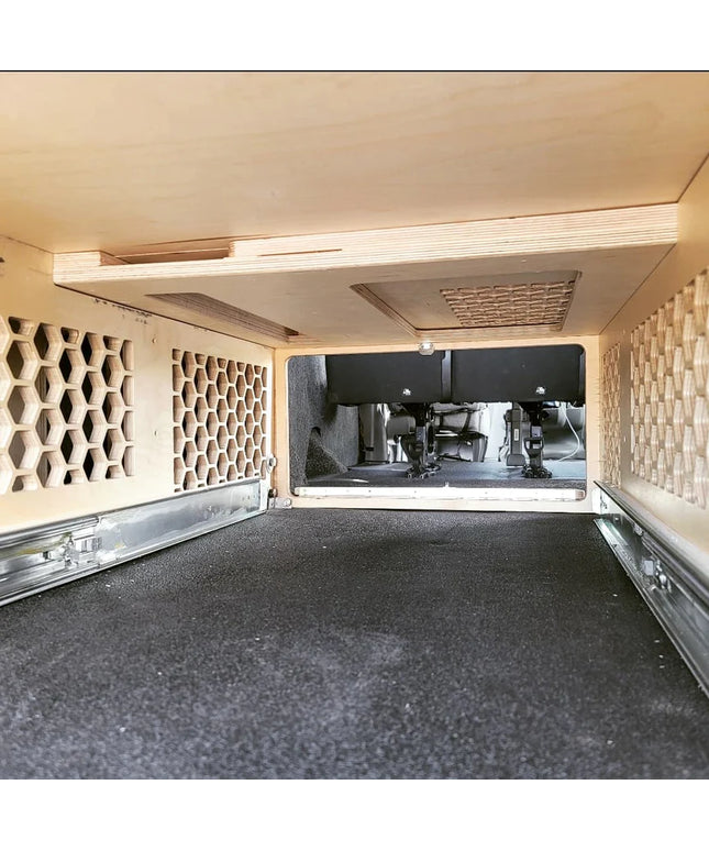 interior view showing drawer capacity and lightweight honeycomb for ventilation 